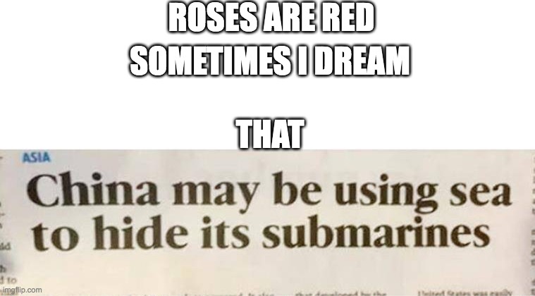 Title 5.0 | ROSES ARE RED; SOMETIMES I DREAM
 
THAT | image tagged in news,roses are red,roses are red violets are are blue,stupid news,funny headlines,iceu where are my upvotes | made w/ Imgflip meme maker