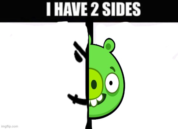 I have 2 sides | image tagged in i have 2 sides,bad piggies,boblocc,bobucc | made w/ Imgflip meme maker