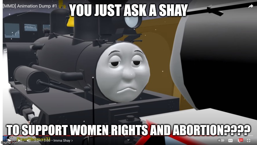 Thomas | YOU JUST ASK A SHAY; TO SUPPORT WOMEN RIGHTS AND ABORTION???? | image tagged in thomas,abortion,abortion is murder,women rights,constitution | made w/ Imgflip meme maker