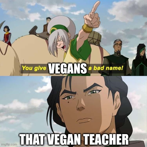 what other vegans think of that vegan teacher |  VEGANS; THAT VEGAN TEACHER | image tagged in that vegan teacher,vegans | made w/ Imgflip meme maker