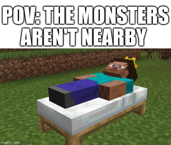 Sleep | POV: THE MONSTERS AREN'T NEARBY | image tagged in minecraft | made w/ Imgflip meme maker