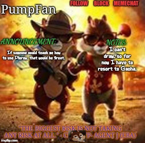 Teach me the way of picrew | I can't draw, so for now I have to resort to Gacha. If someone could teach me how to use Picrew, that would be great. | image tagged in rescue rangers announcement template ty hanz | made w/ Imgflip meme maker