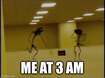 Me | ME AT 3 AM | image tagged in gifs,the backrooms | made w/ Imgflip video-to-gif maker