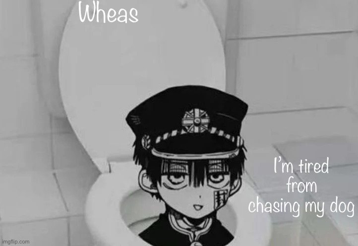 Hanako kun in Toilet | Wheas; I’m tired from chasing my dog | image tagged in hanako kun in toilet | made w/ Imgflip meme maker