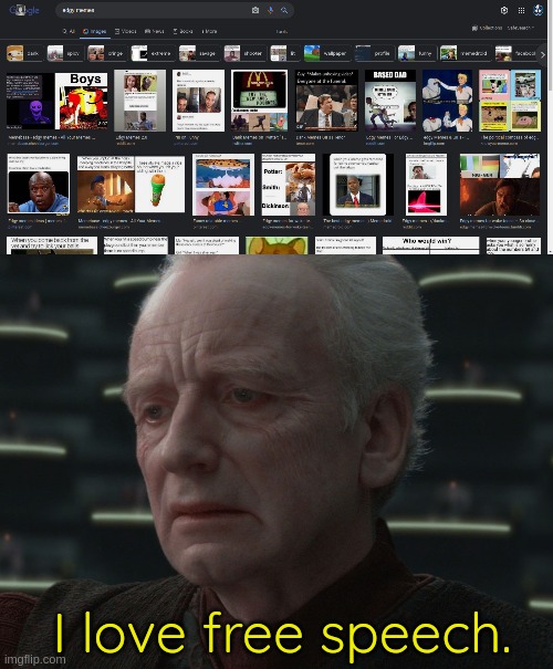 I love free speech. | image tagged in i love democracy | made w/ Imgflip meme maker