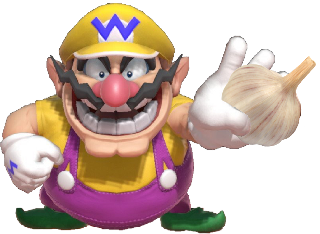 High Quality Wario holding a garlic Blank Meme Template