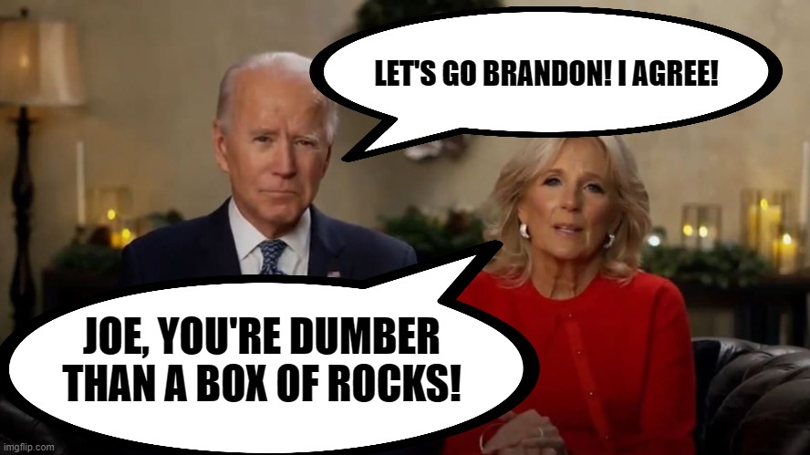 LET'S GO BRANDON! I AGREE! JOE, YOU'RE DUMBER THAN A BOX OF ROCKS! | made w/ Imgflip meme maker
