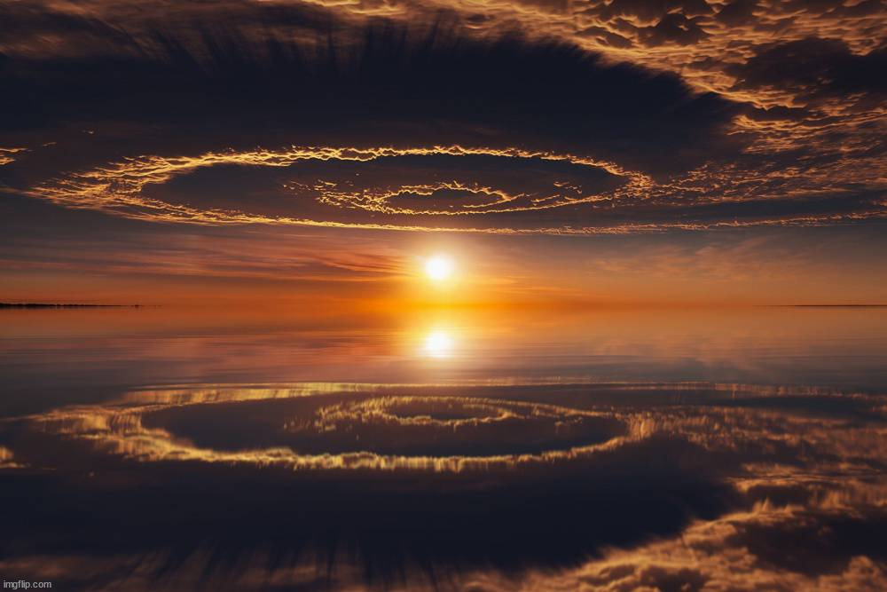 The sky’s reflection looking like a portal to another world | image tagged in awesome | made w/ Imgflip meme maker
