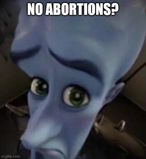 megamind no b | NO ABORTIONS? | image tagged in megamind no b | made w/ Imgflip meme maker
