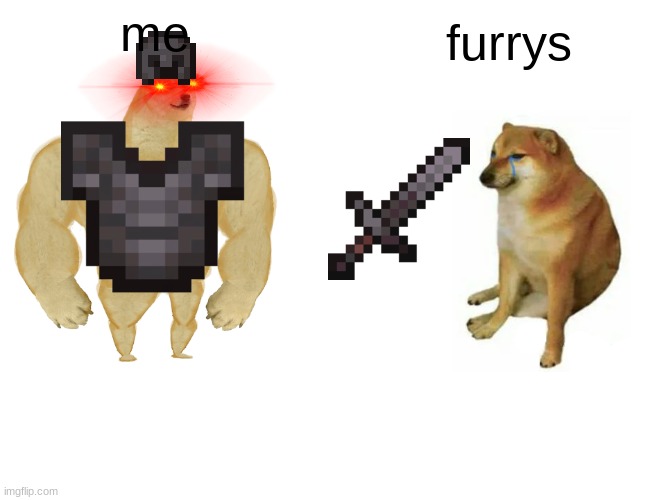 Buff Doge vs. Cheems | me; furrys | image tagged in memes,buff doge vs cheems | made w/ Imgflip meme maker