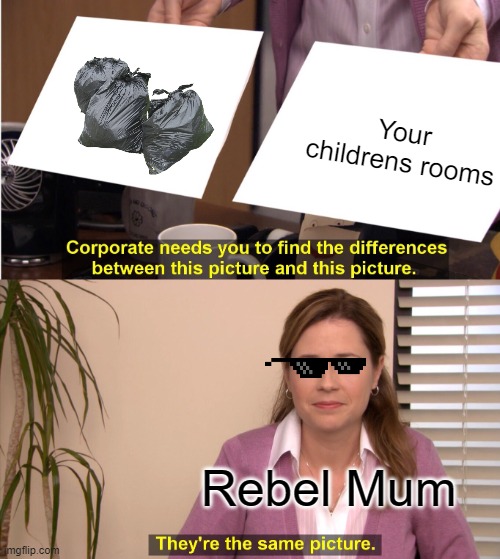 Rebel MUUUUUUM | Your childrens rooms; Rebel Mum | image tagged in memes,they're the same picture | made w/ Imgflip meme maker