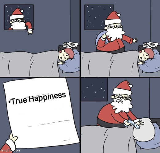 True Happiness :) |  •True Happiness | image tagged in letter to murderous santa,santa clause,santa claus,santa,christmas | made w/ Imgflip meme maker
