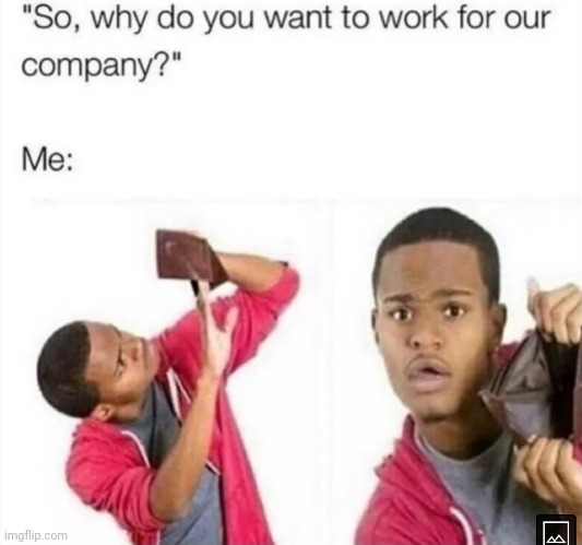 No money? | image tagged in work,money,company | made w/ Imgflip meme maker