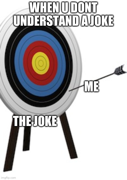 miss joke | WHEN U DONT UNDERSTAND A JOKE; ME; THE JOKE | image tagged in missed target | made w/ Imgflip meme maker