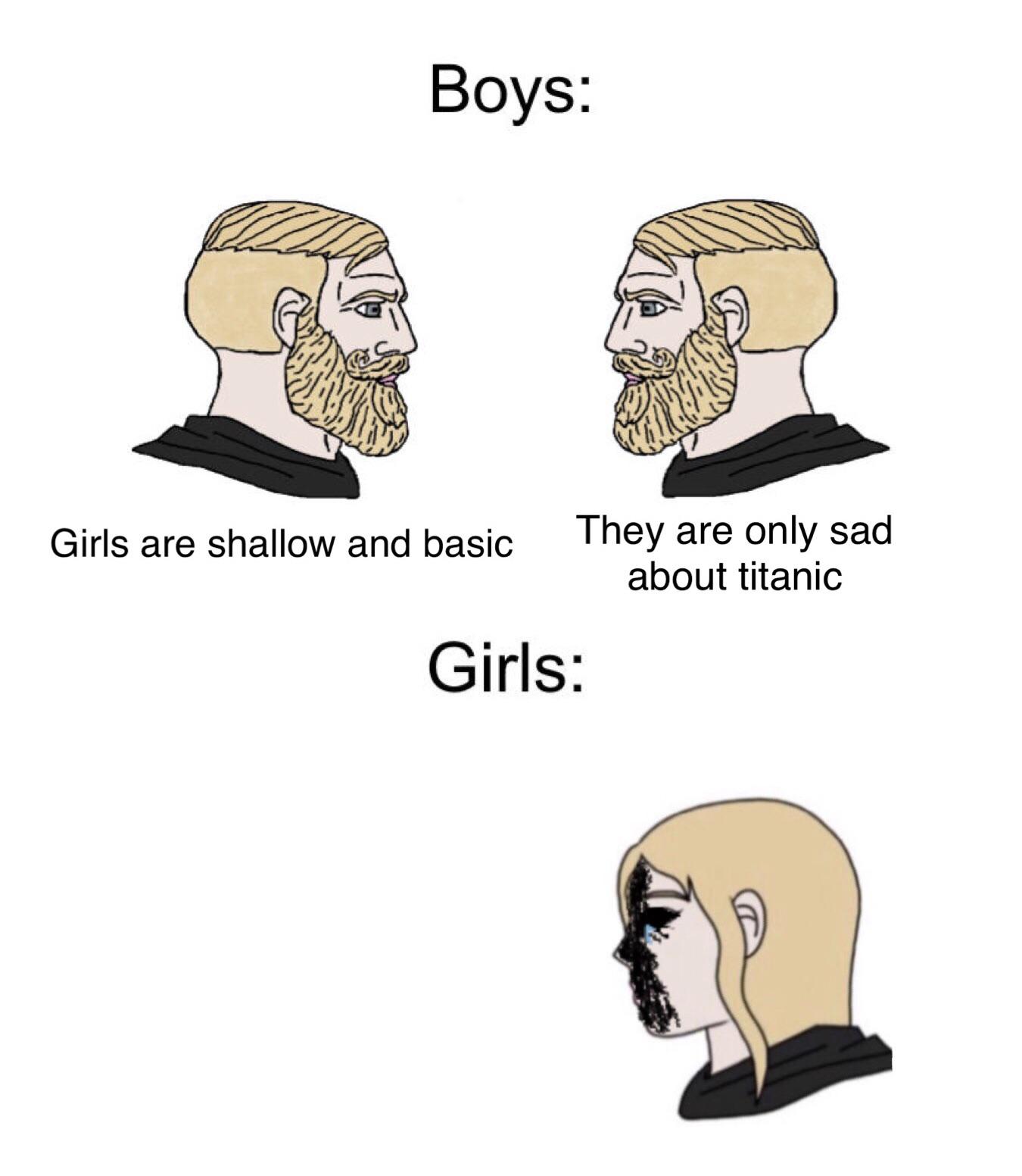 High Quality girls vs boys titanic reverse Blank Meme Template