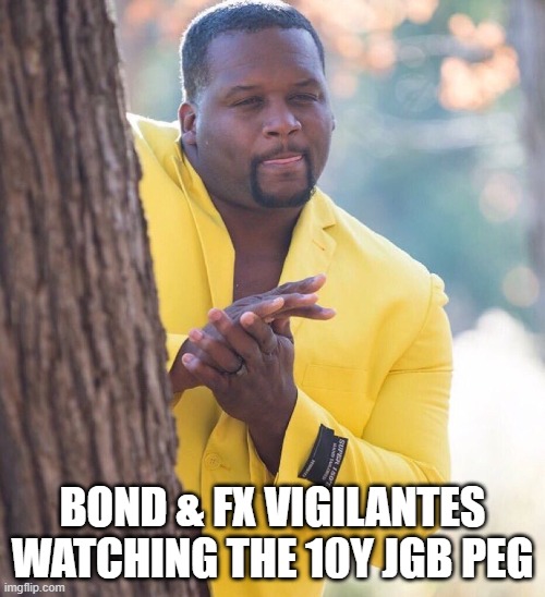 Black guy hiding behind tree | BOND & FX VIGILANTES WATCHING THE 10Y JGB PEG | image tagged in black guy hiding behind tree | made w/ Imgflip meme maker
