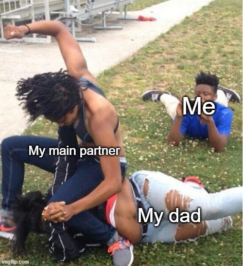 Will explain if asked | Me; My main partner; My dad | image tagged in guy recording a fight | made w/ Imgflip meme maker