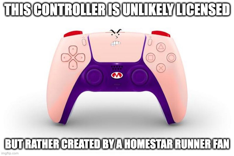 Strong Mad Controller | THIS CONTROLLER IS UNLIKELY LICENSED; BUT RATHER CREATED BY A HOMESTAR RUNNER FAN | image tagged in gaming,homestar runner,strong mad,memes | made w/ Imgflip meme maker