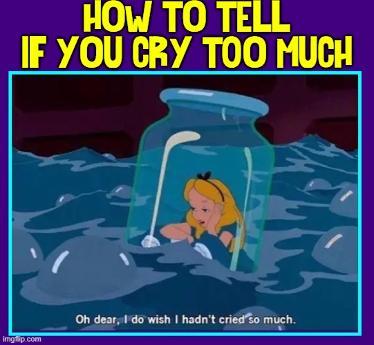 The Difference Between Sad & Inconsolable |  HOW TO TELL IF YOU CRY T0O MUCH | image tagged in vince vance,crying,memes,alice in wonderland,sad,glass jar | made w/ Imgflip meme maker