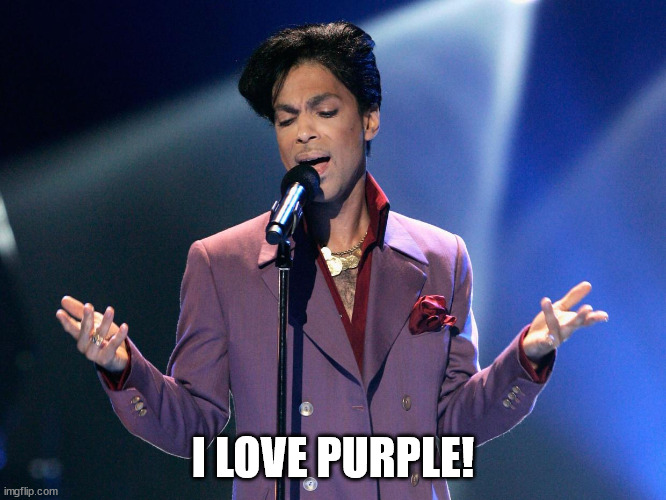 Prince Bday | I LOVE PURPLE! | image tagged in prince bday | made w/ Imgflip meme maker