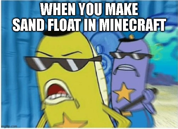 true tho | WHEN YOU MAKE SAND FLOAT IN MINECRAFT | image tagged in spongebob police | made w/ Imgflip meme maker