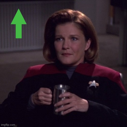Janeway with Coffee Mug | image tagged in janeway with coffee mug | made w/ Imgflip meme maker