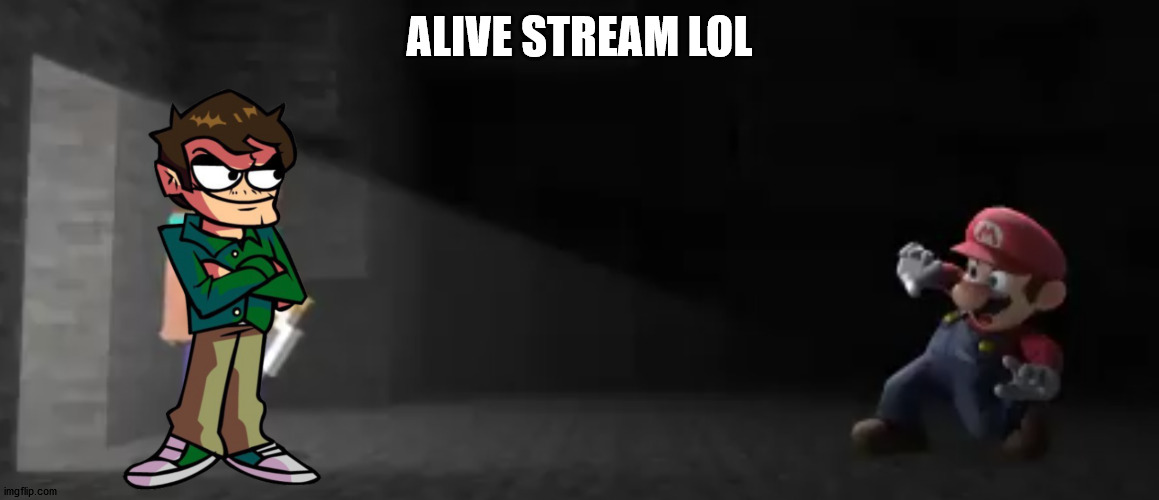 (Lies) | ALIVE STREAM LOL | image tagged in steve and mario in smash reveal | made w/ Imgflip meme maker