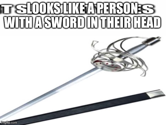 LOOKS LIKE A PERSON WITH A SWORD IN THEIR HEAD | made w/ Imgflip meme maker