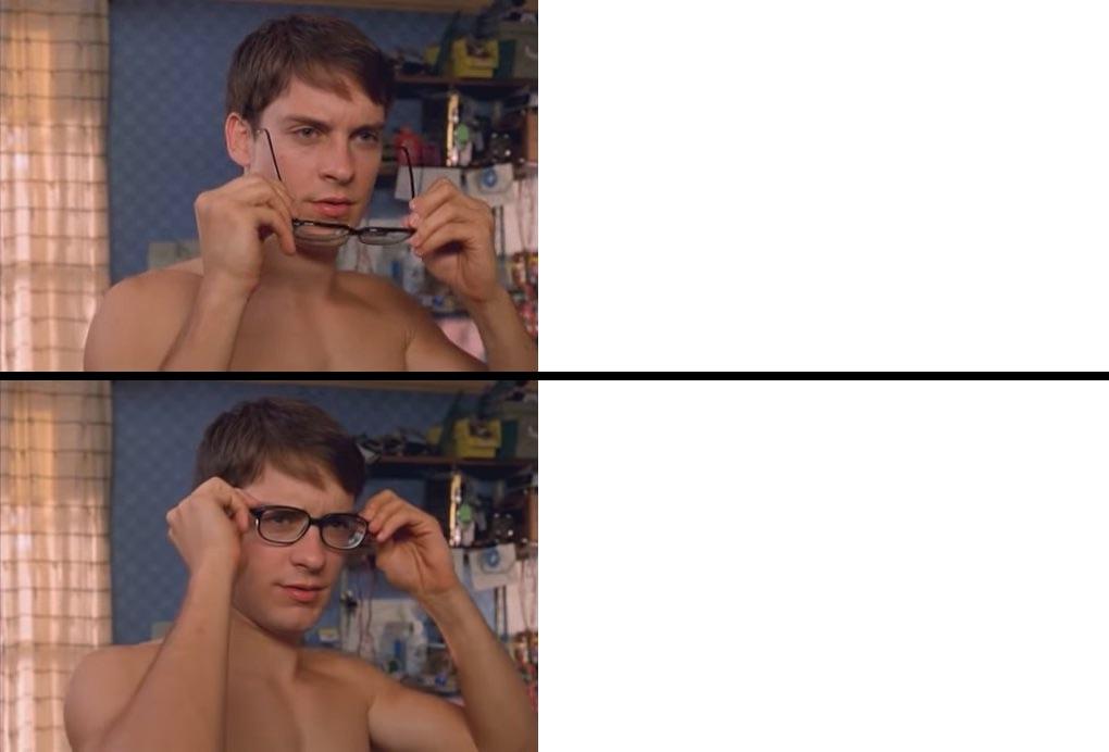 Peter Parker Wearing Glasses Blank Meme Template