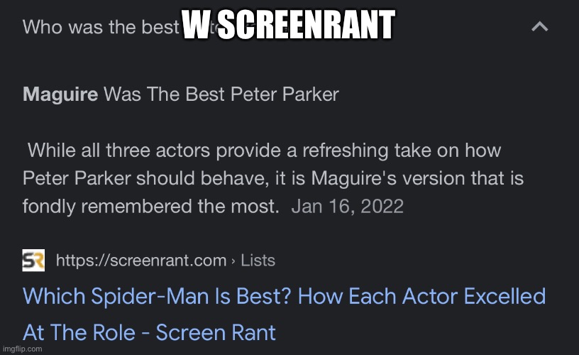 W SCREENRANT | made w/ Imgflip meme maker