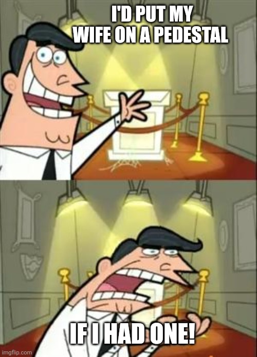This Is Where I'd Put My Trophy If I Had One | I'D PUT MY WIFE ON A PEDESTAL; IF I HAD ONE! | image tagged in memes,this is where i'd put my trophy if i had one | made w/ Imgflip meme maker