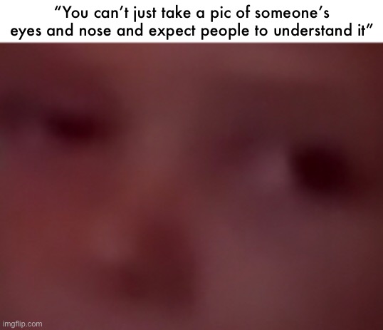 “You can’t just take a pic of someone’s eyes and nose and expect people to understand it” | made w/ Imgflip meme maker
