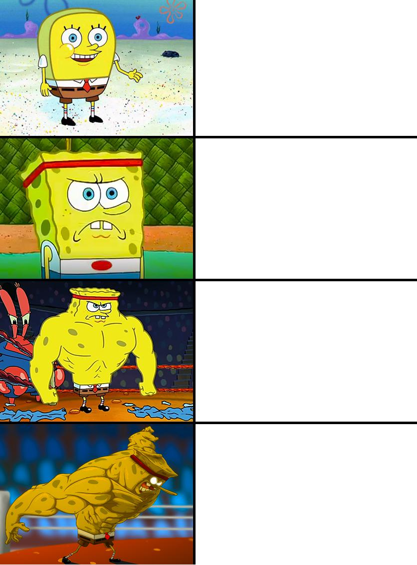 High Quality Spongebob Getting Stronger Blank Meme Template