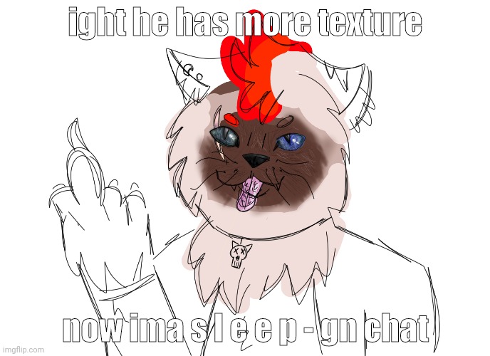 still got to color the blank spots and clean and blend the hair and fur | ight he has more texture; now ima s l e e p - gn chat | made w/ Imgflip meme maker