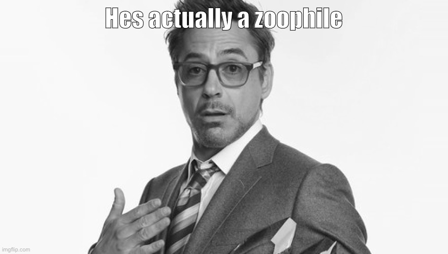 Robert Downey Jr's Comments | Hes actually a zoophile | image tagged in robert downey jr's comments | made w/ Imgflip meme maker