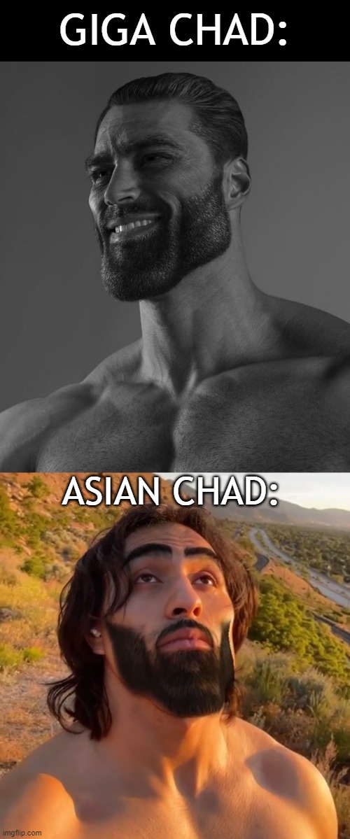 The rise of the chads | GIGA CHAD:; ASIAN CHAD: | image tagged in giga chad,funny,memes,upvote | made w/ Imgflip meme maker
