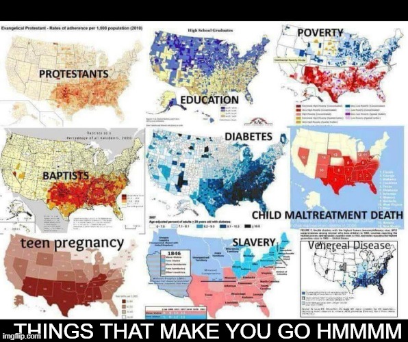 I think I see a pattern here.. | THINGS THAT MAKE YOU GO HMMMM | image tagged in memes,politics,religion,poverty,disease,maga | made w/ Imgflip meme maker