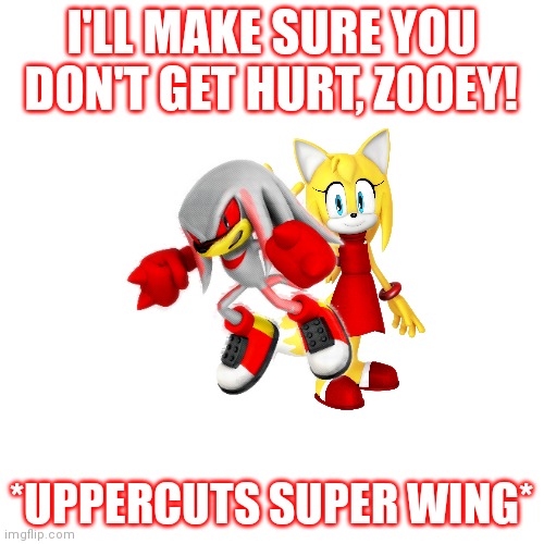 I'LL MAKE SURE YOU DON'T GET HURT, ZOOEY! *UPPERCUTS SUPER WING* | made w/ Imgflip meme maker