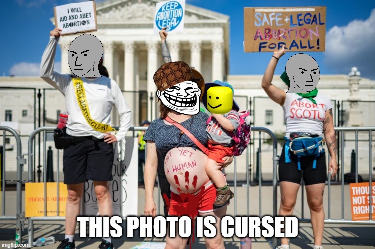 "we have crossed the line from ignorance to malevolence" -Jordan Peterson | THIS PHOTO IS CURSED | image tagged in scotus,abortion,protesters,roe,wade | made w/ Imgflip meme maker