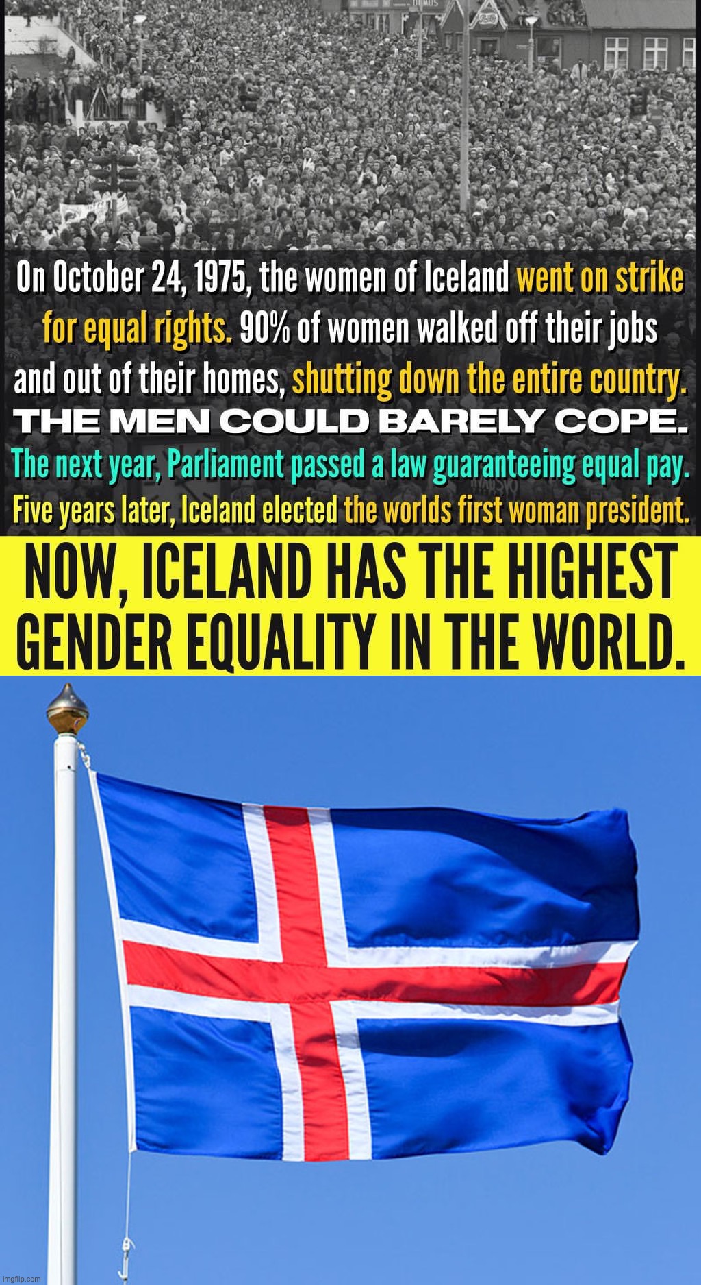 Women have more power than they know. | image tagged in iceland gender equality protest,iceland flag,sexism,equality,gender equality,equal rights | made w/ Imgflip meme maker