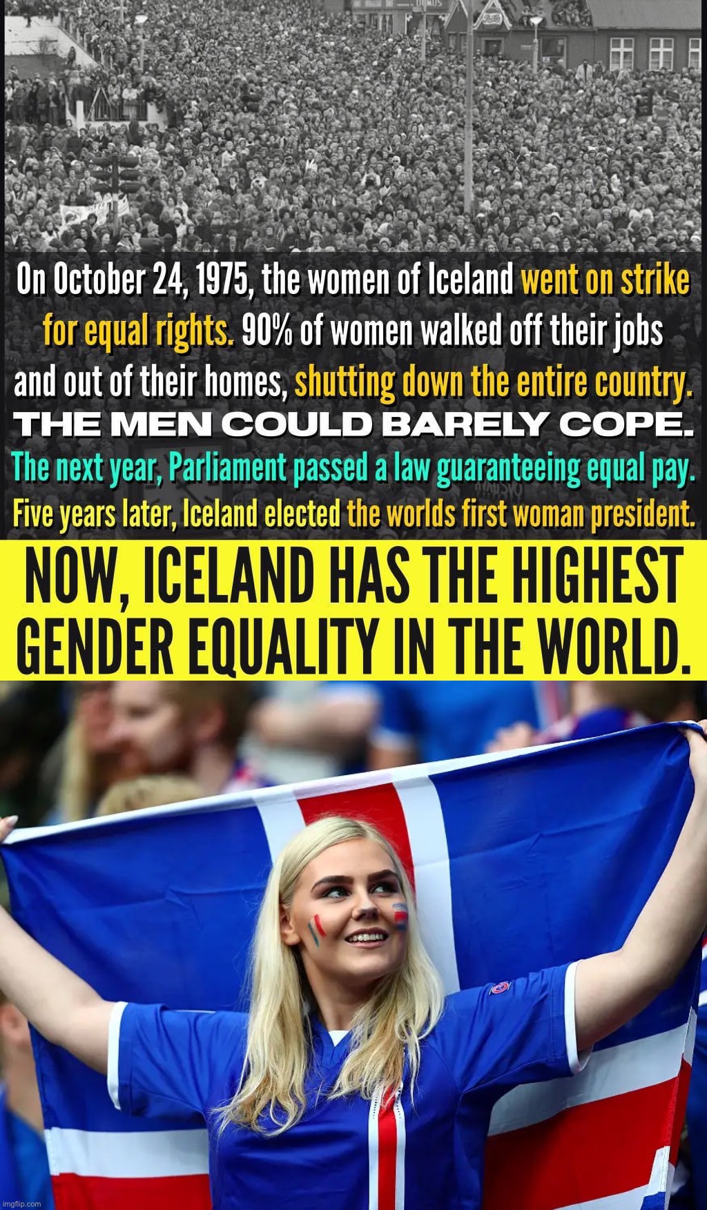 Women have more power than they know. | image tagged in iceland gender equality protest,icelandic women,feminism,equality,gender equality,equal rights | made w/ Imgflip meme maker