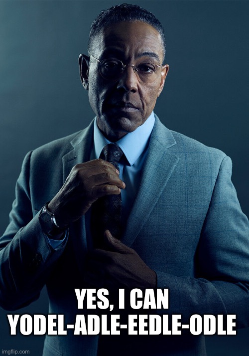 _ | YES, I CAN YODEL-ADLE-EEDLE-ODLE | image tagged in gus fring we are not the same | made w/ Imgflip meme maker