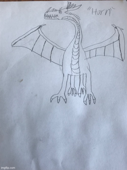 Horn, the Crowned Dragon | image tagged in drawing,dragon | made w/ Imgflip meme maker