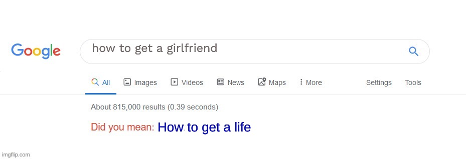 Did you mean? | how to get a girlfriend; How to get a life | image tagged in did you mean | made w/ Imgflip meme maker