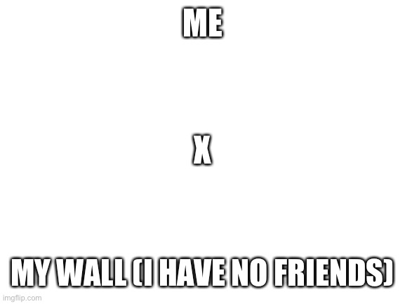 Blank White Template | ME; X; MY WALL (I HAVE NO FRIENDS) | image tagged in blank white template | made w/ Imgflip meme maker