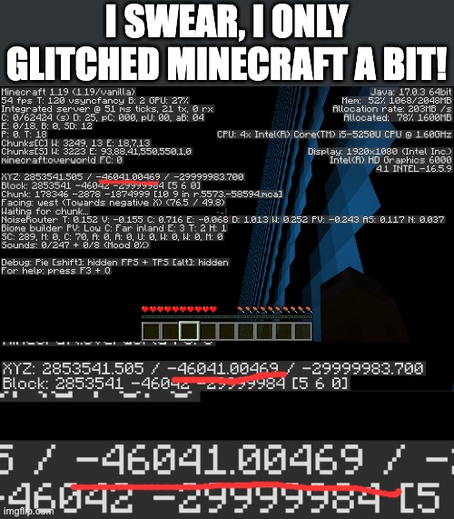 I SWEAR, I ONLY GLITCHED MINECRAFT A BIT! | made w/ Imgflip meme maker