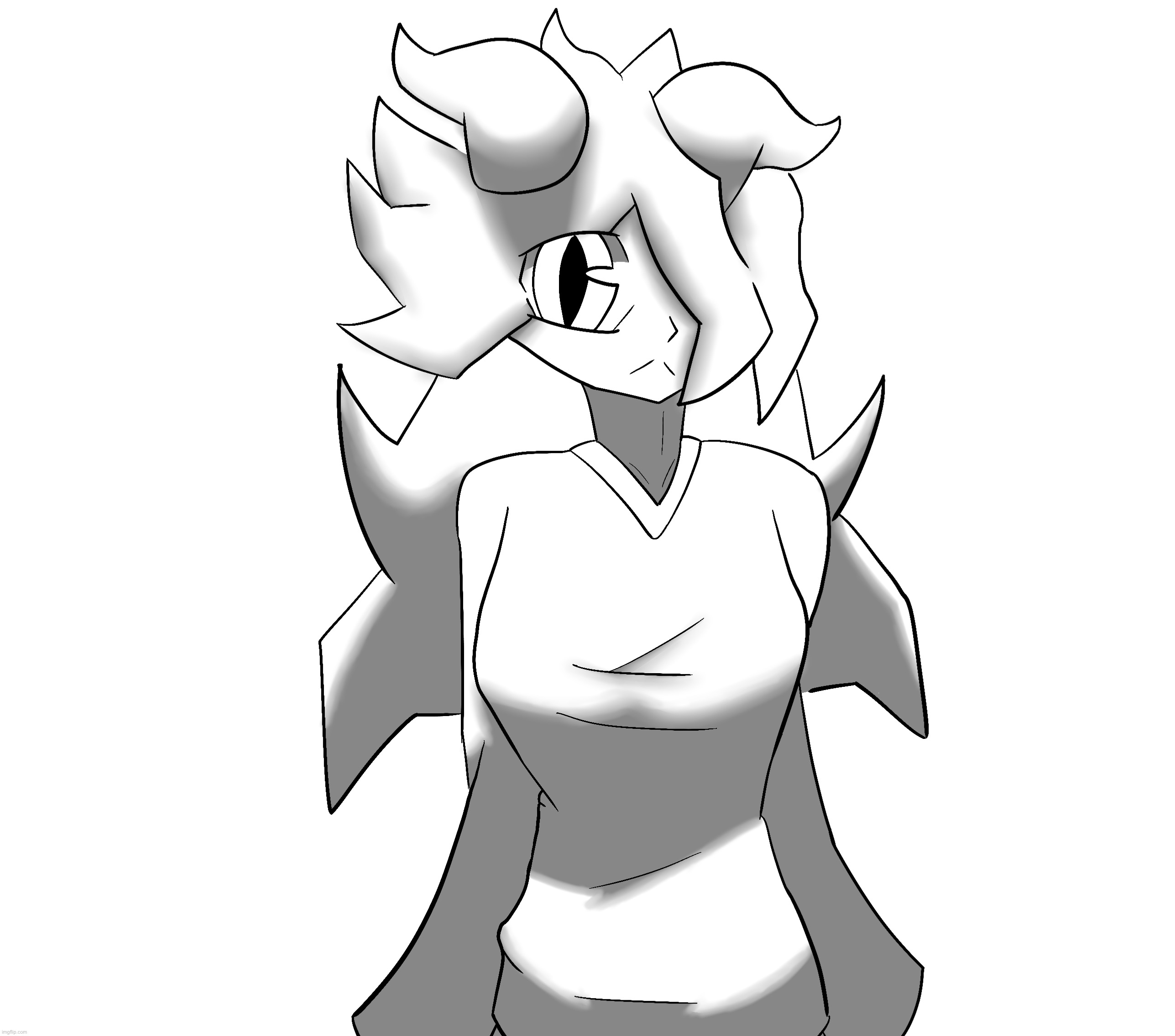 i realized she kinda look like spire when i turned the color layer off | made w/ Imgflip meme maker