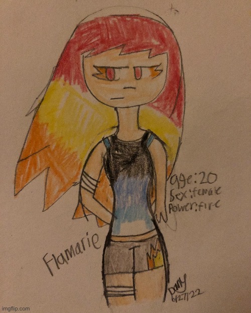Introducing Flamarie (the first human OC by me) | made w/ Imgflip meme maker