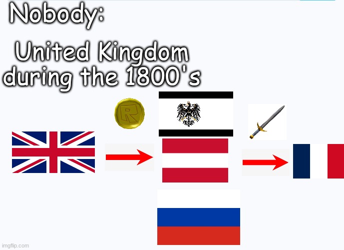 United Kingdom during the 1800's | Nobody:; United Kingdom during the 1800's | image tagged in history memes | made w/ Imgflip meme maker