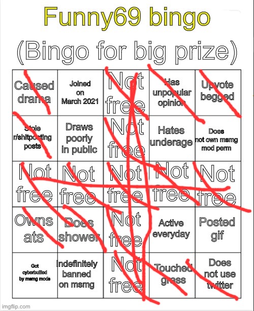 I cost $49.99 on EBay, so I’m not free | image tagged in funny69 bingo | made w/ Imgflip meme maker